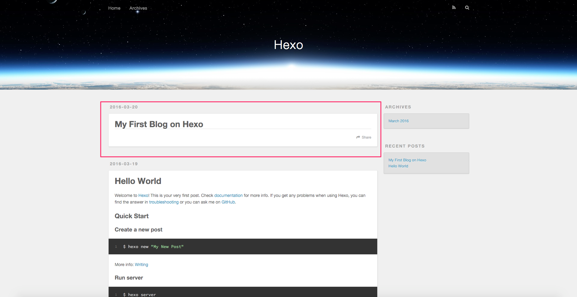 My First Blog on Hexo